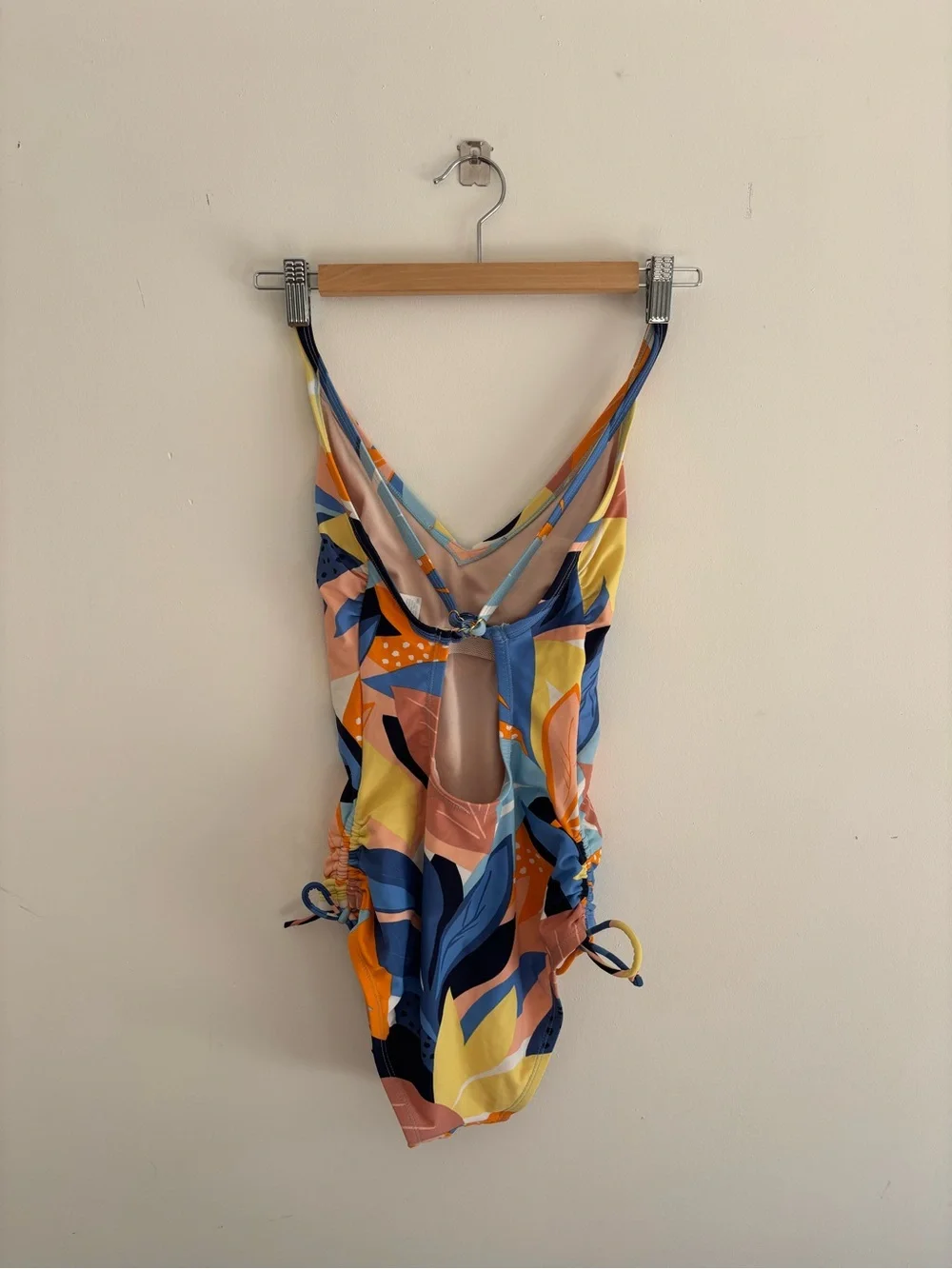 Kona Sol Leaf-Print One-Piece Swimsuit in Blue, Orange & Rust
